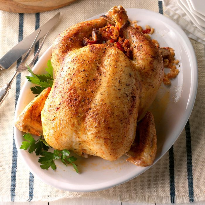Roast chicken with creole stuffing