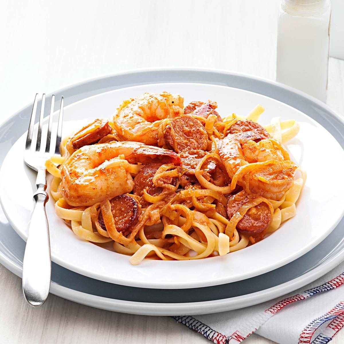 Shrimp Scampi Fettuccine with Andouille Butter