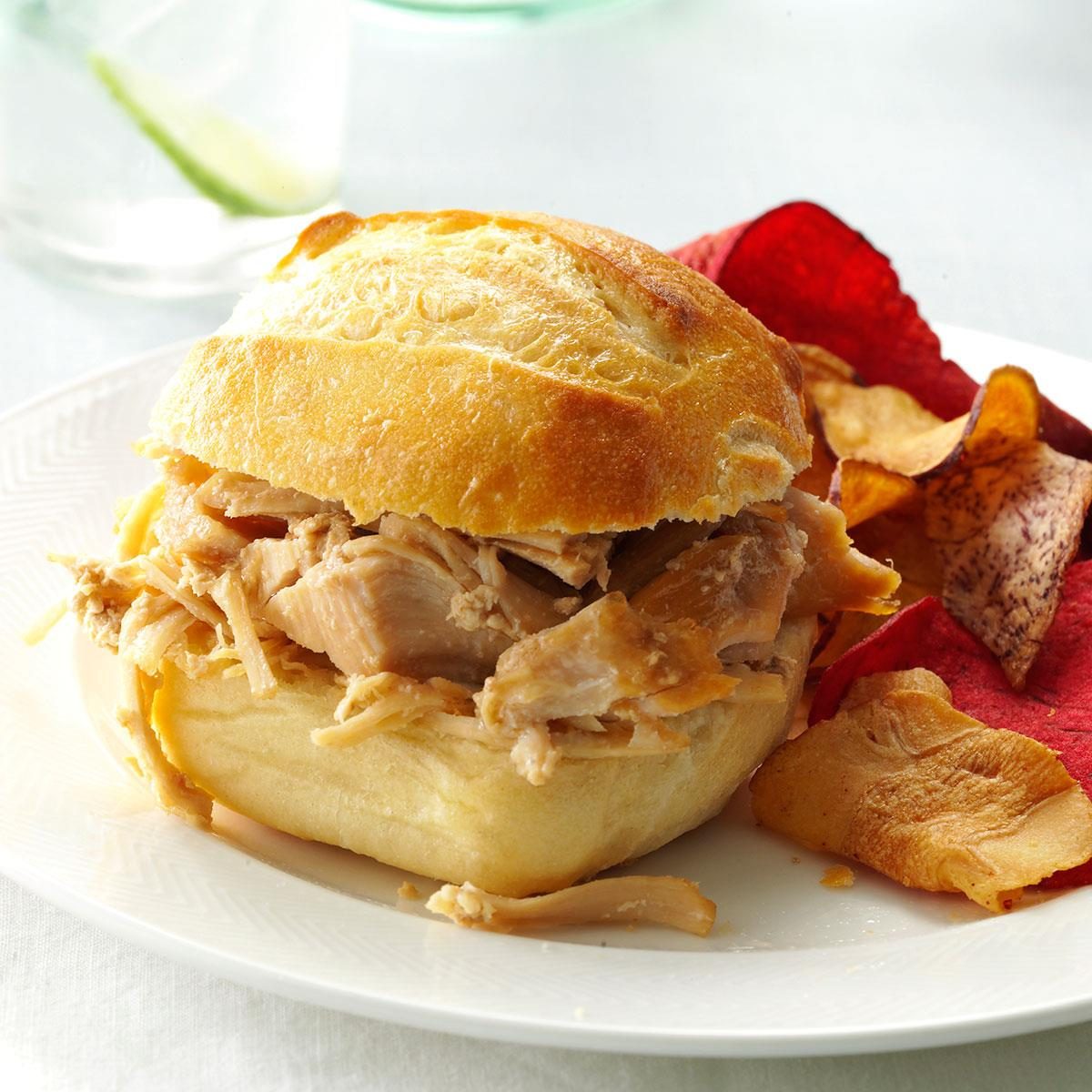 Slow Cooker Shredded Turkey Sandwiches