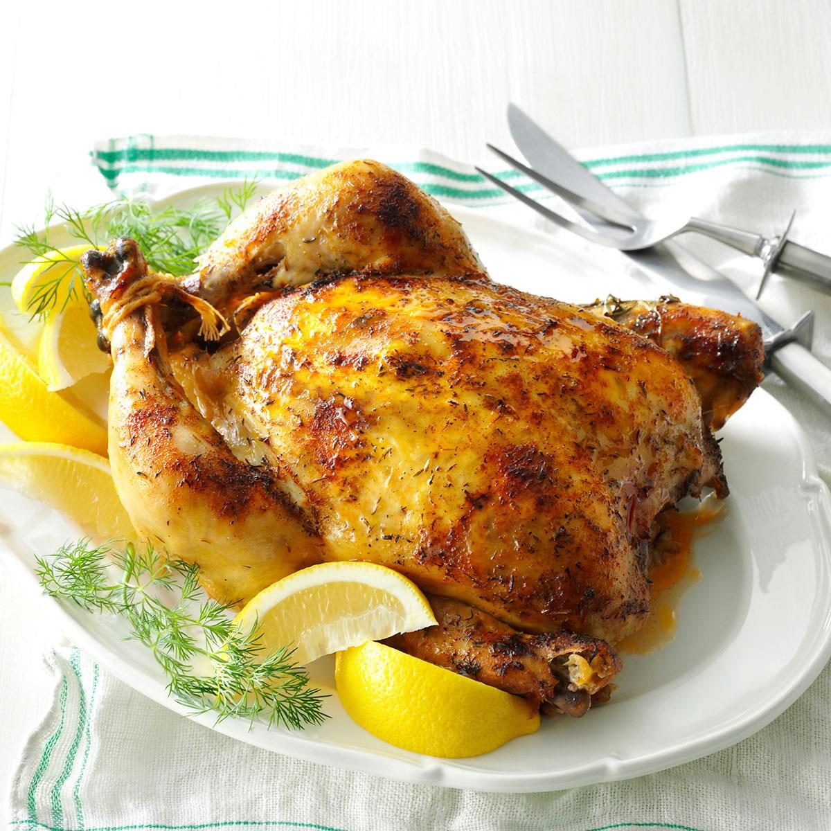 Slow roasted lemon dill chicken