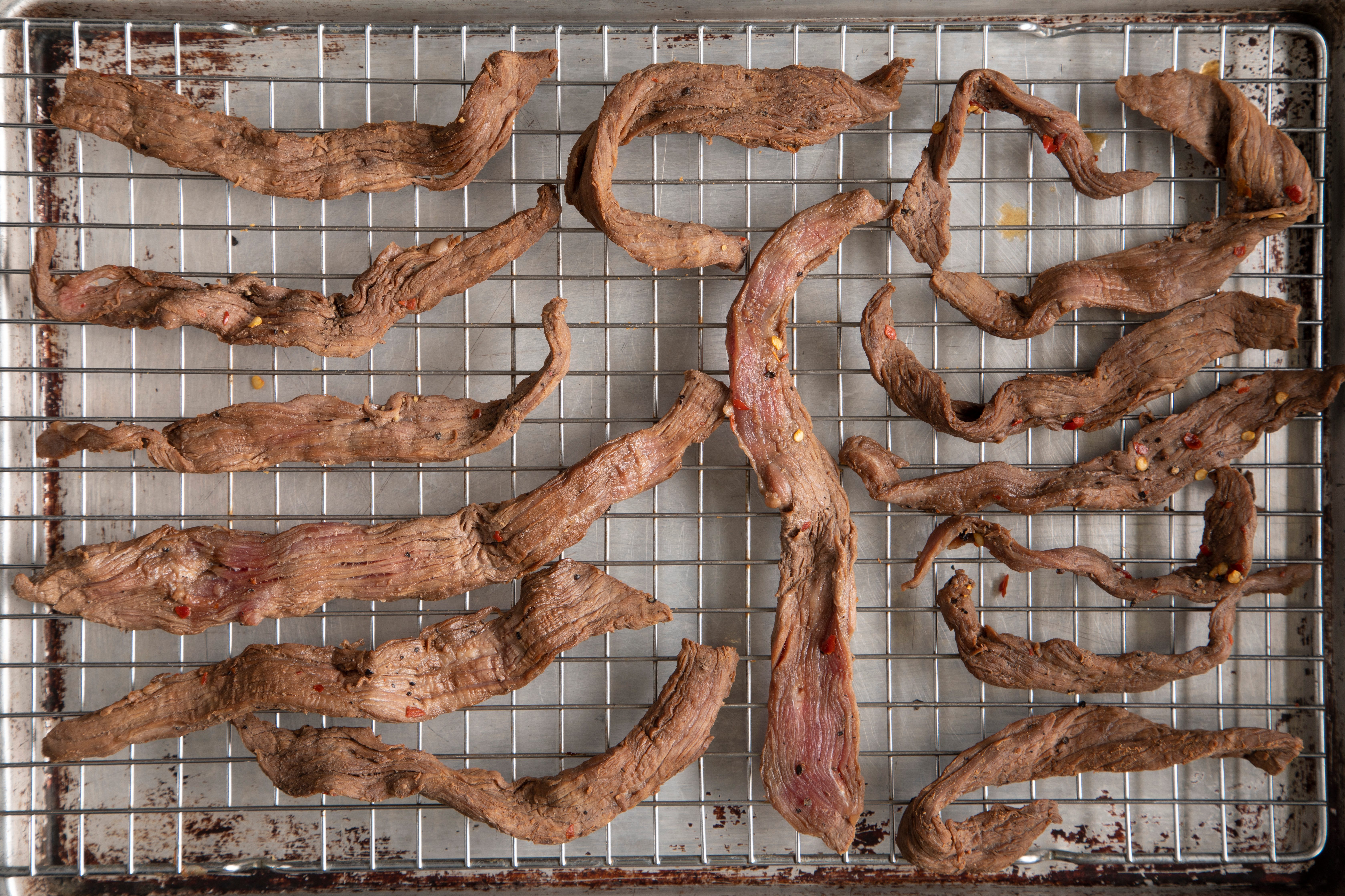 beef jerky drying