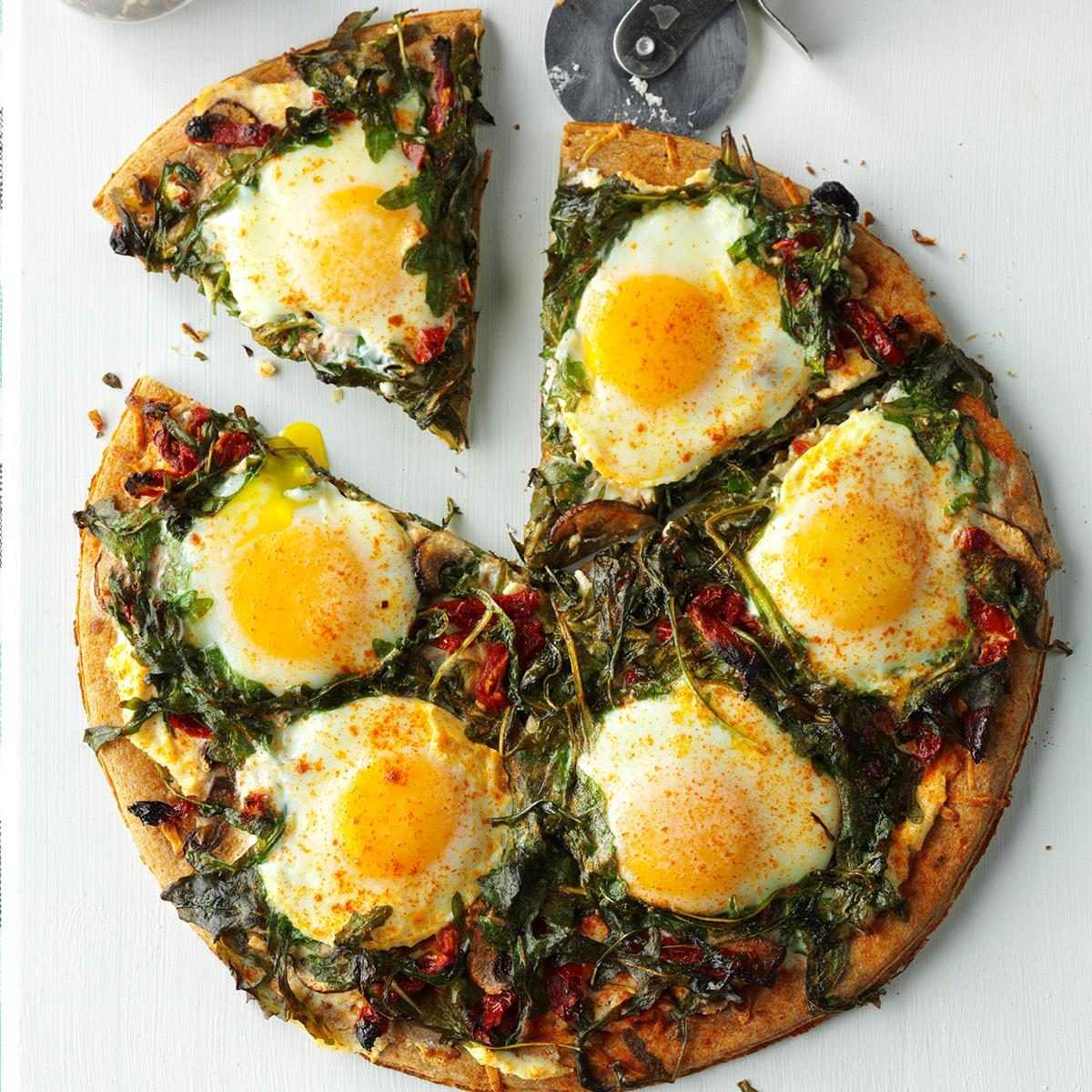 Arugula Mushroom Breakfast Pizza