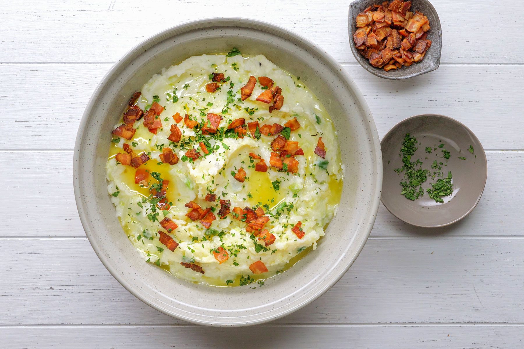 Colcannon Potatoes served in a plate
