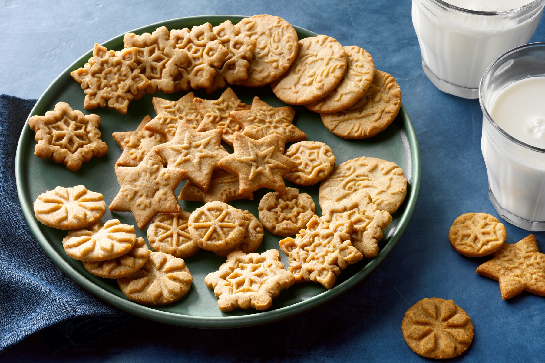 A Plate of Dutch Speculaas And Two Glass of Milk