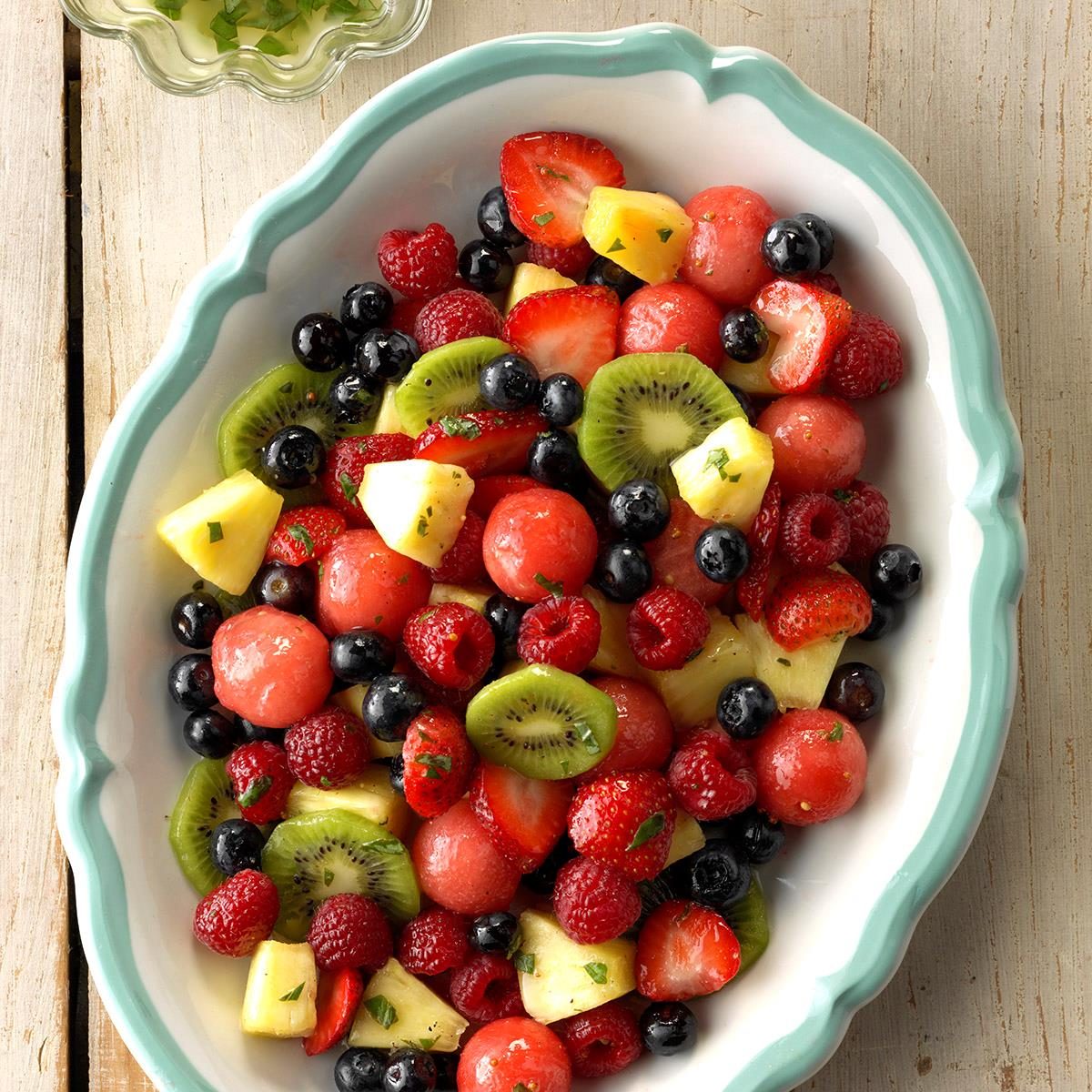 Mixed Fruit With Lemon Basil Dressing