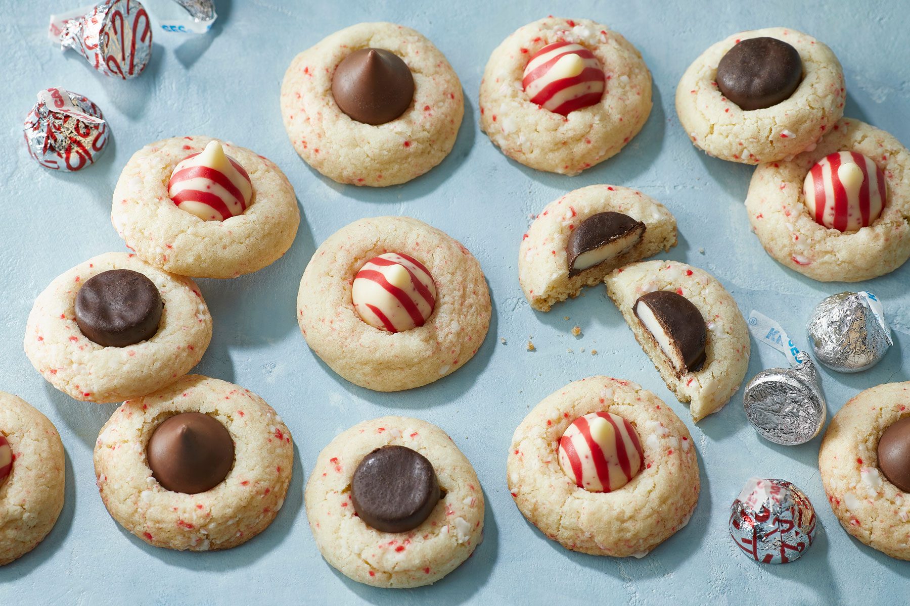 A Group of Peppermint Kiss Cookies