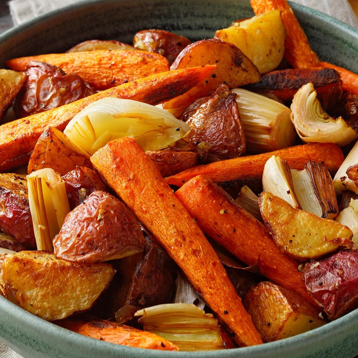 Roasted Potatoes Carrots Leeks
