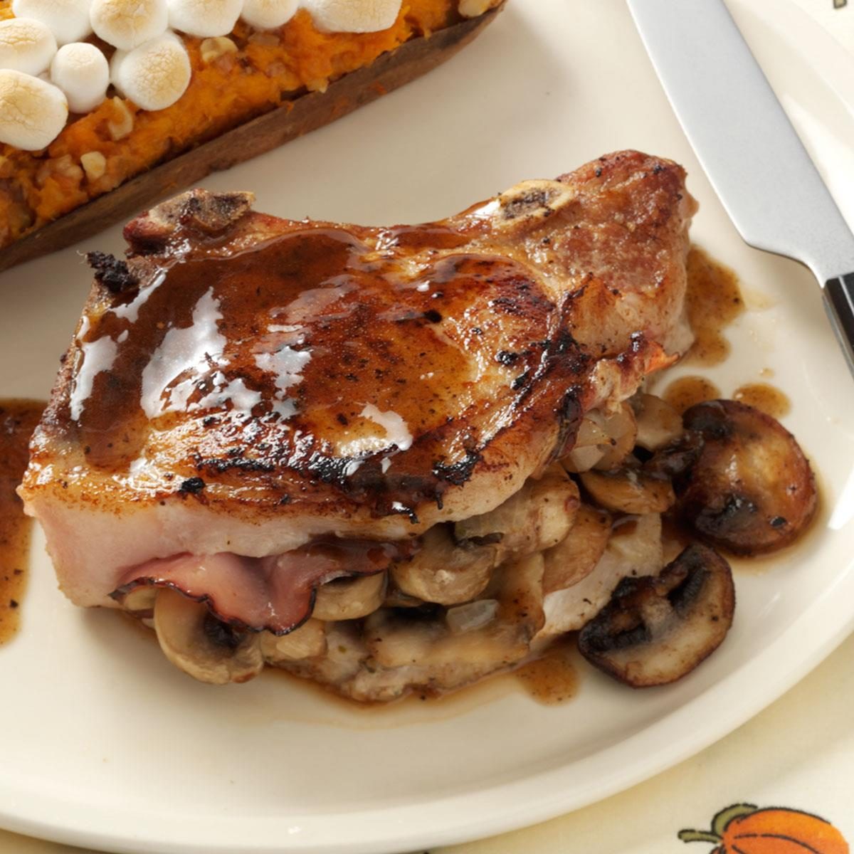 Stuffed Pork Chops with Sherry Sauce