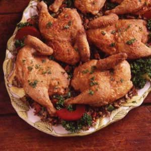 Cornish Hens with Wild Rice