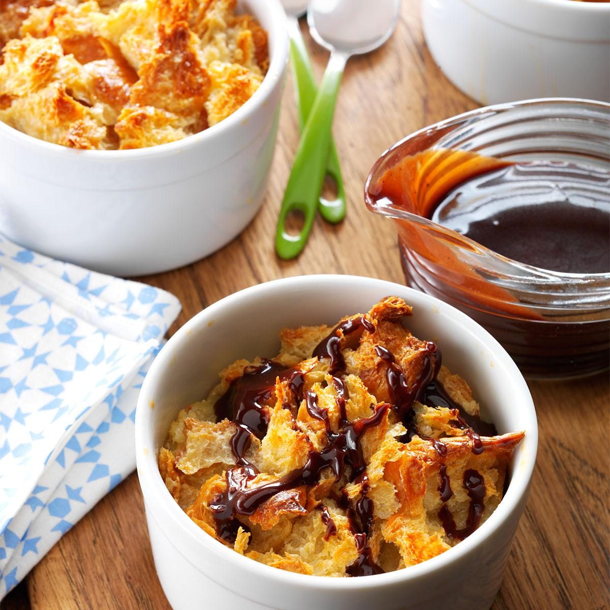 Croissant Pudding with Chocolate Kahlua Sauce Croissant Pudding with Chocolate Kahlua Sauce