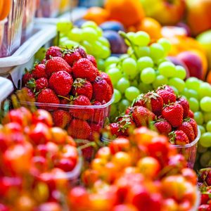 Fresh market produce at an outdoor farmer's market
