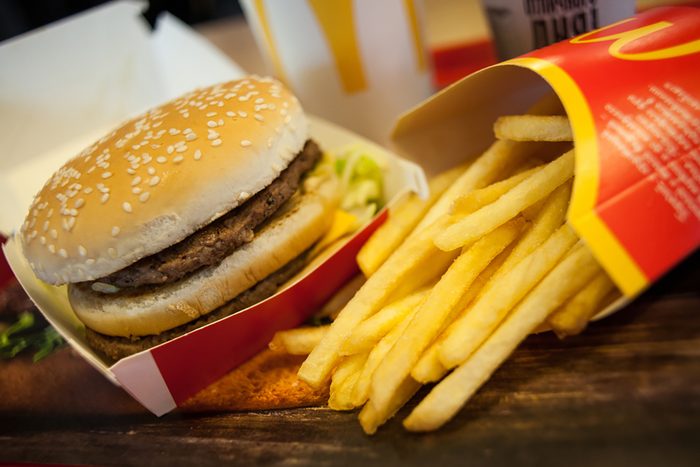 Minsk, Belarus, May 18, 2017: Big Mac hamburger menu in a McDonald's restaurant