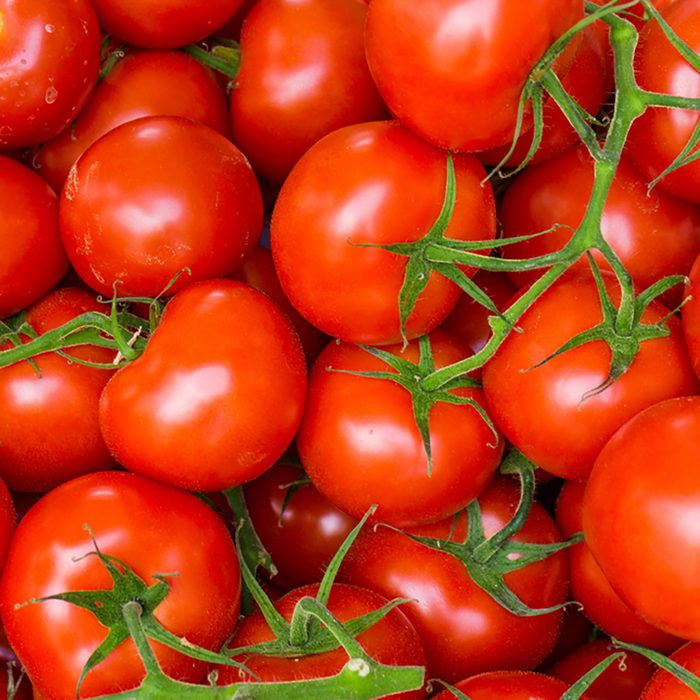 red tomatoes background. Group of tomatoes