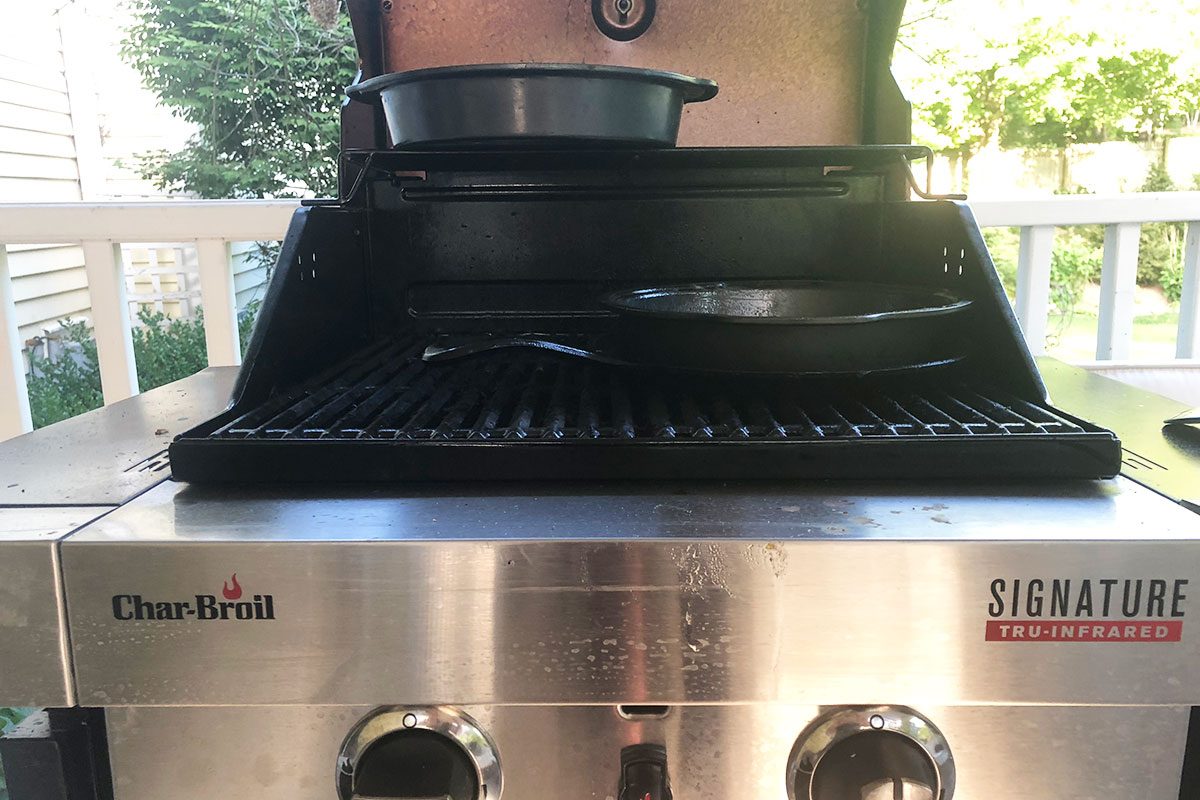Pans on a grill