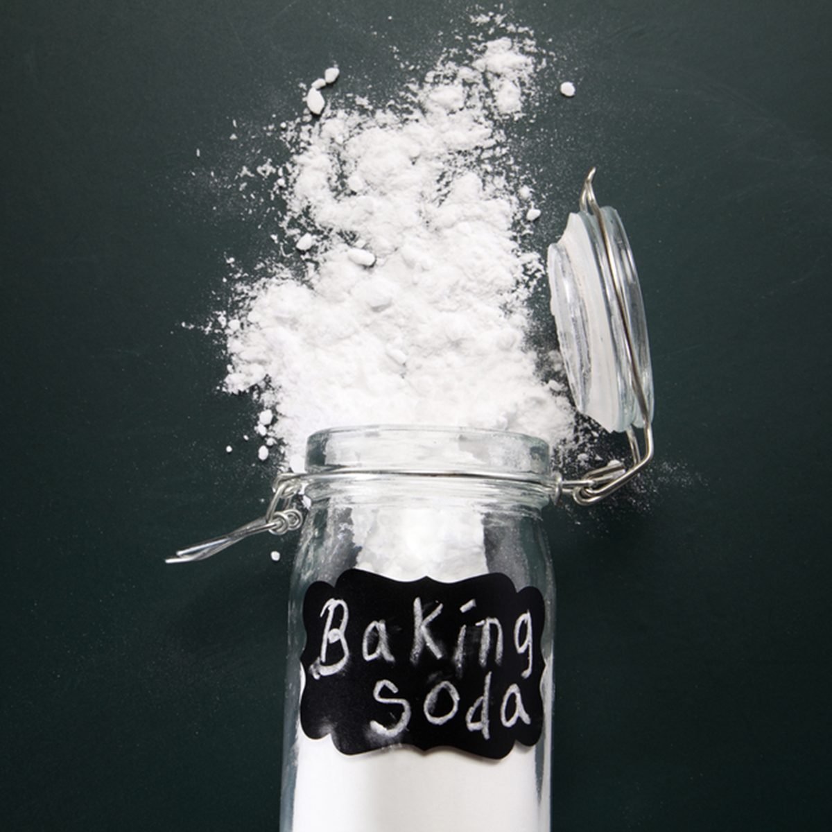 top view of baking soda on the blackboard