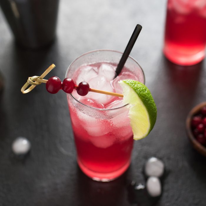 Cape Codder Cocktail with lime and ice