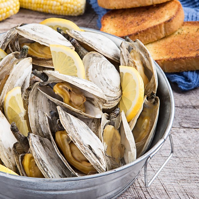 Bucket of steamed clams