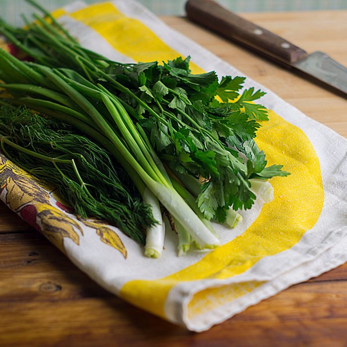 Herbs, towel, Board