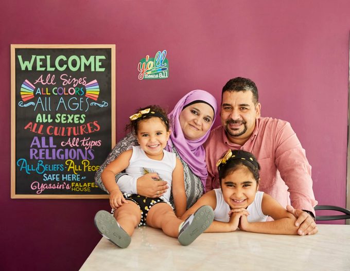 Yassin Terou with his wife, Jamileh Al Saghir, and daughters Shaam (left) and Judy