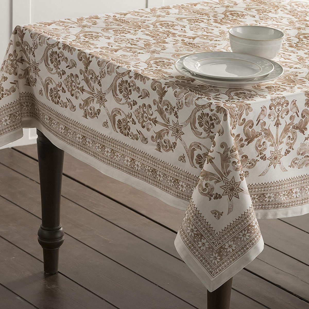 Maison d' Hermine Allure 100% Cotton Tablecloth 60 Inch by 108 Inch. Perfect for Thanksgiving and Christmas