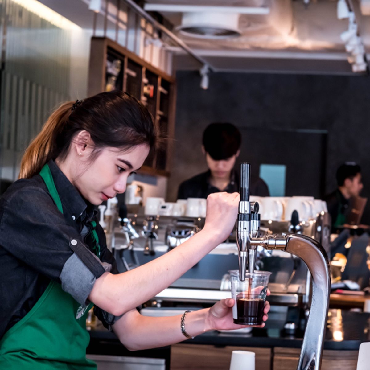 Starbucks barista with cold brew