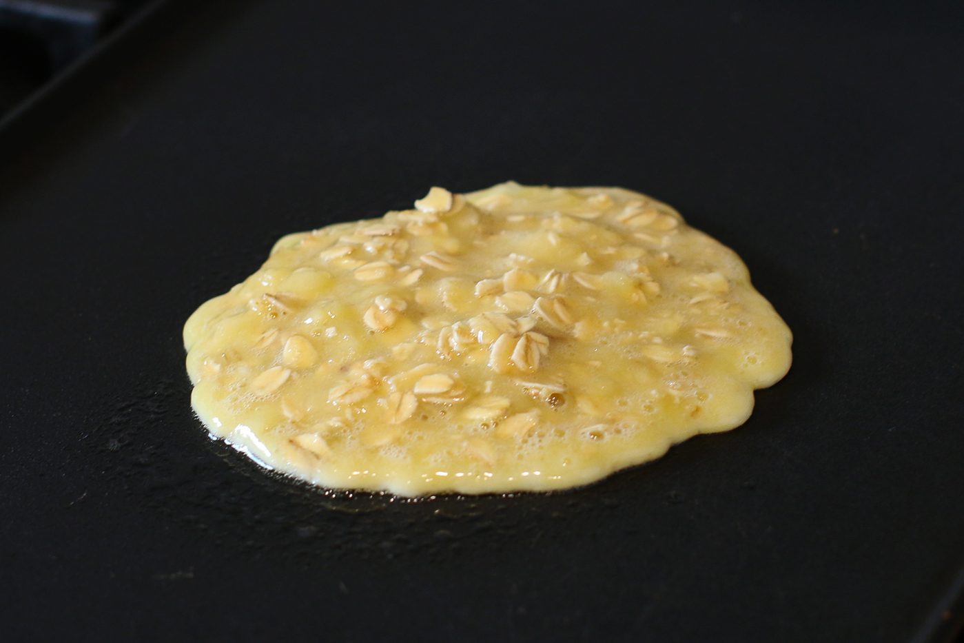 Banana Pancake Batter On Griddle