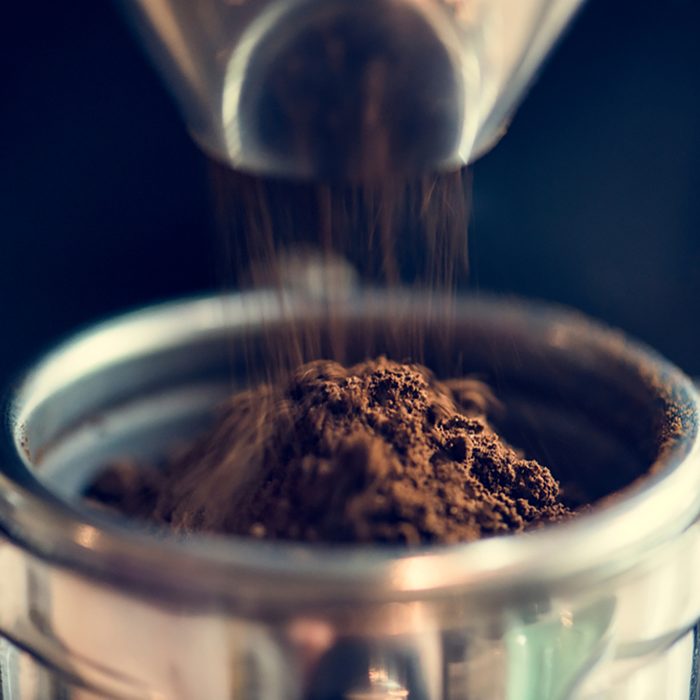 Closeup of fresh grinding coffee