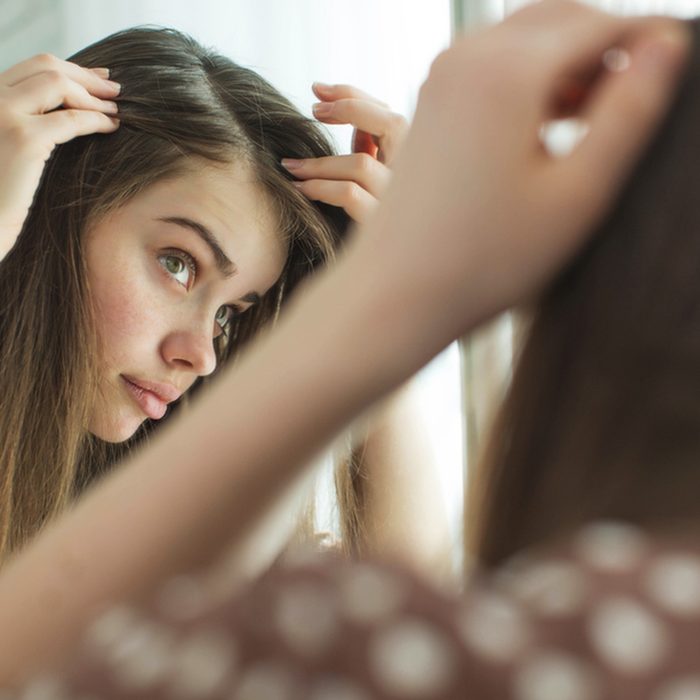Woman with problematic hair