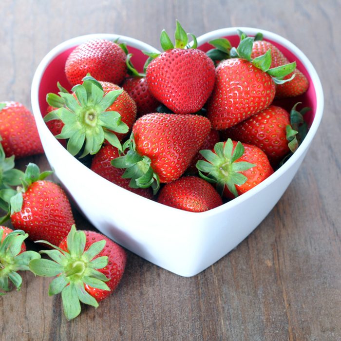 fresh and delicious strawberry on rustic table for Valentine Day