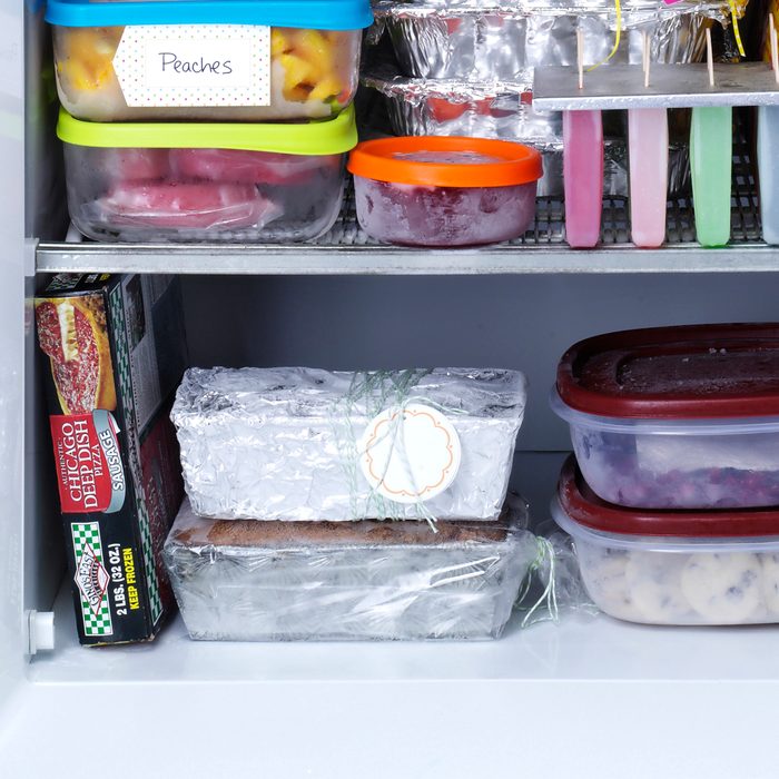 freezer with assorted frozen foods