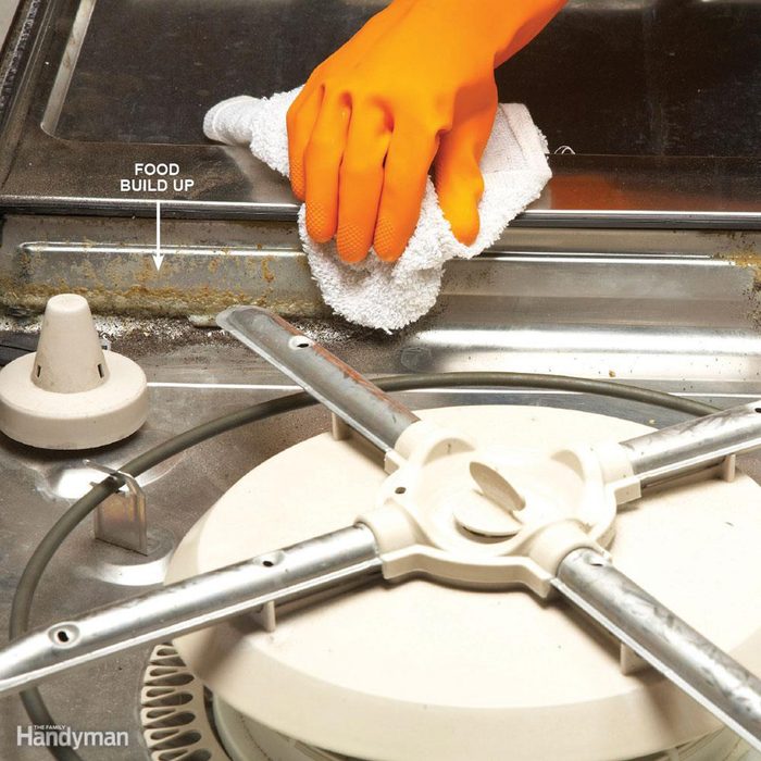 cleaning inside of dishwasher