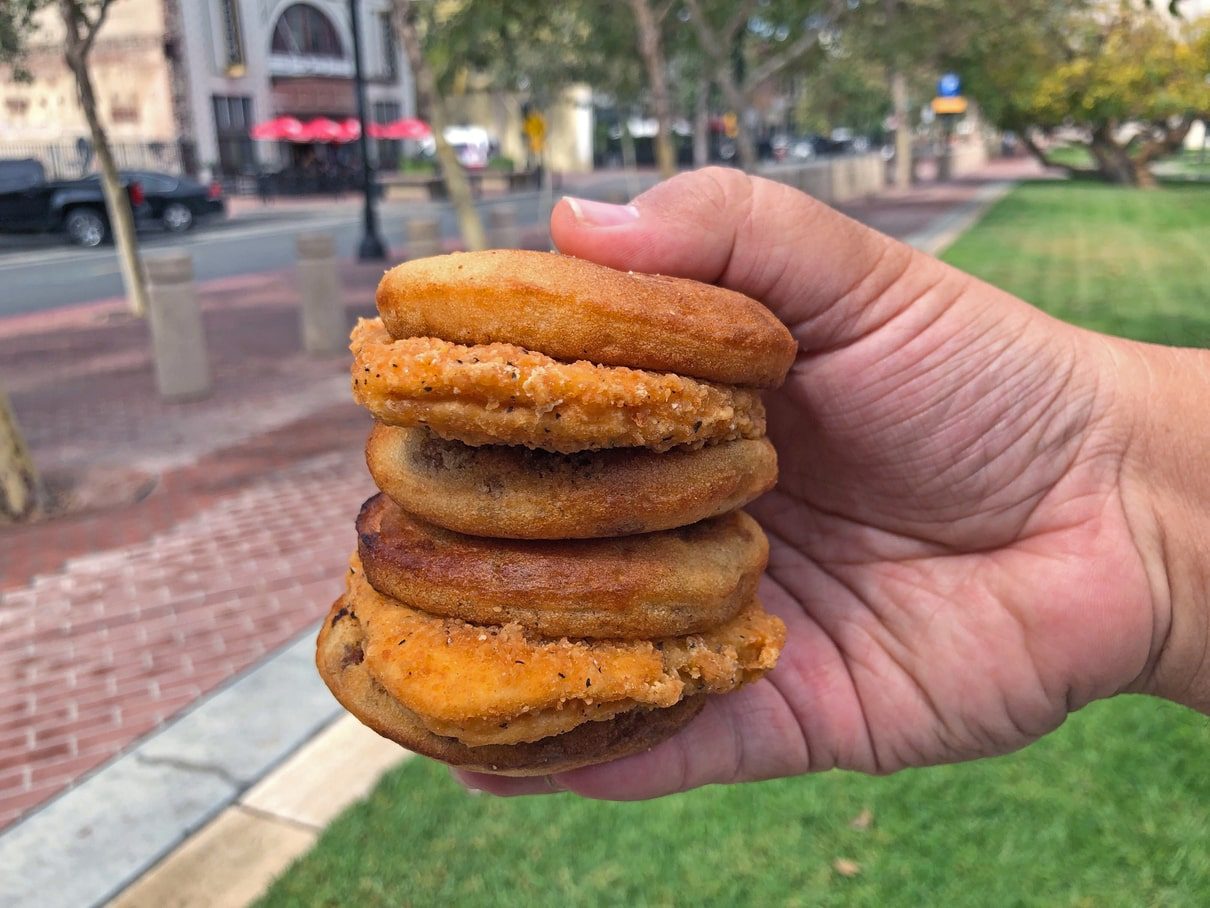 hicken McGriddles in hand