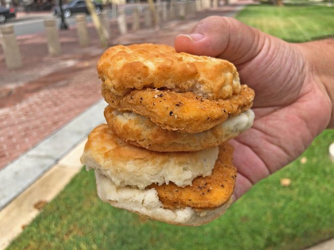 McChicken Biscuit held in hand