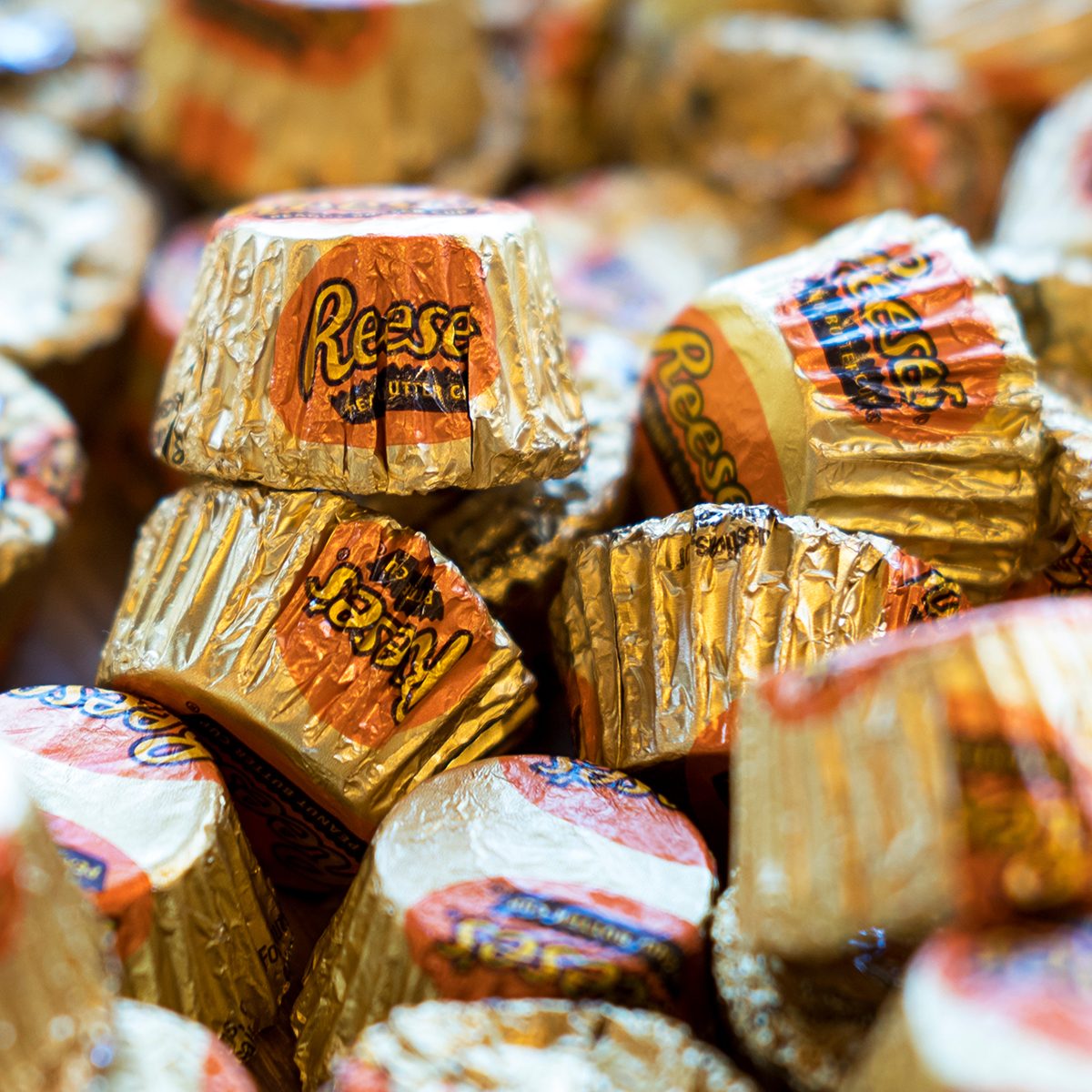 San Francisco, Candy shop, Pier 49 - September 23, 2018: Reese's Peanut Butter Cup minis. Bite size, individually wrapped Reese's, produced and globally distributed by Hershey Company; Shutterstock ID 1174447201; Job (TFH, TOH, RD, BNB, CWM, CM): Taste of Home