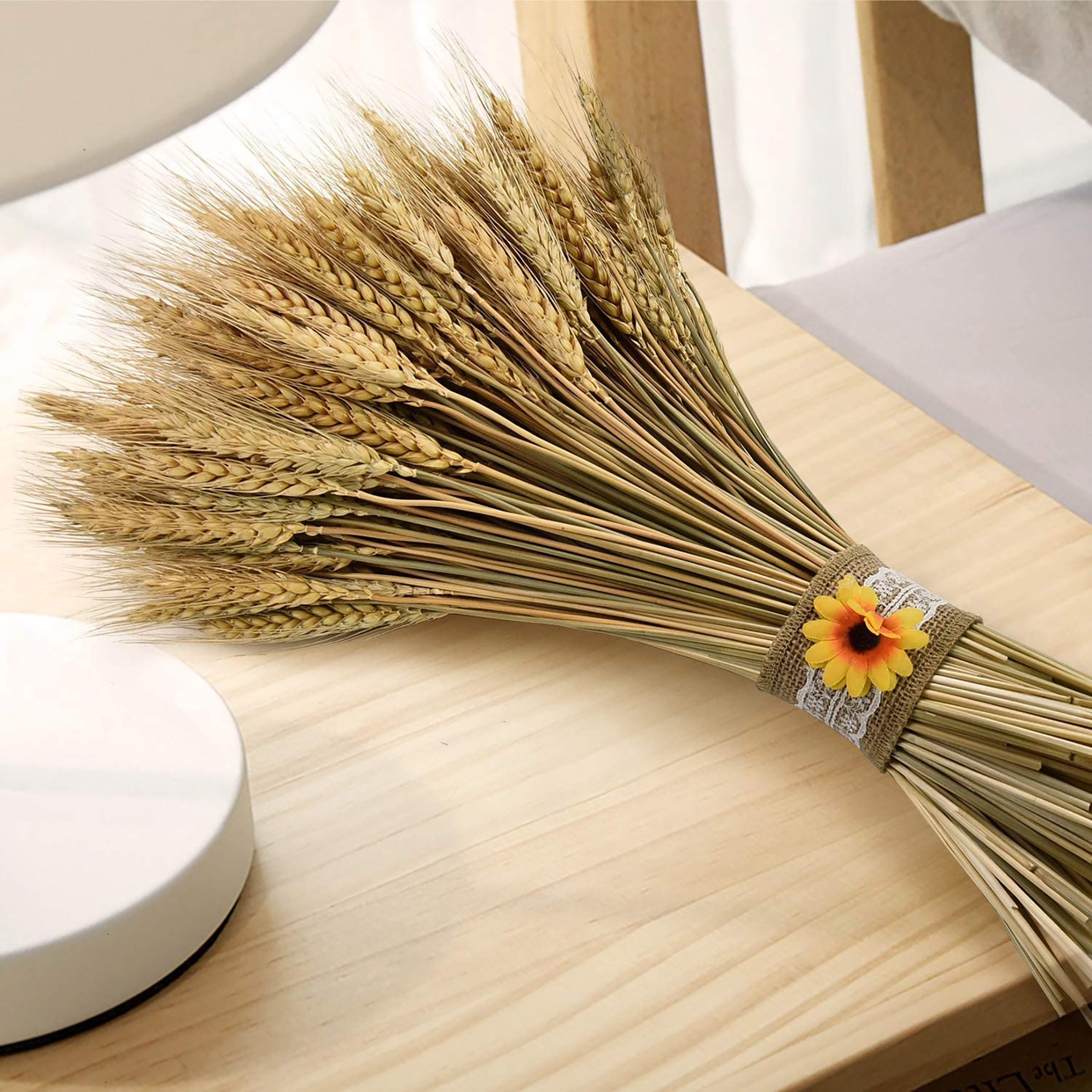 YoleShy Dried Wheat Stalks, 100 Stems 100% Natural Wheat Decor for Home Kitchen Christmas Wedding (15.7 Inches)