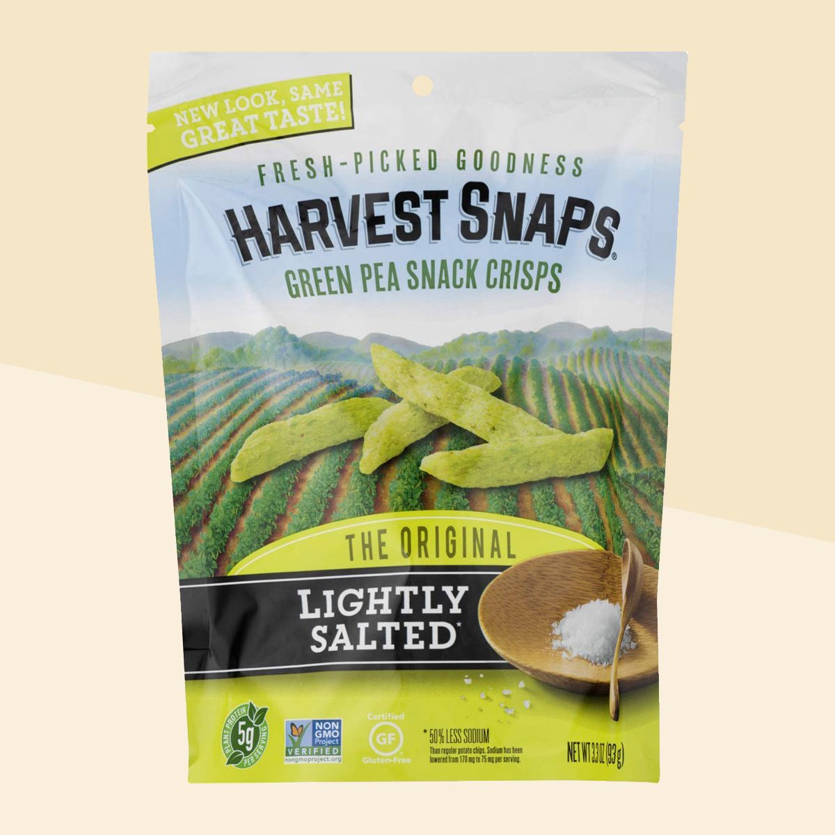 Harvest Snaps Lightly Salted Green Pea Snack Crisps, Gluten-Free, Baked and Crunchy Vegetarian Snack With Plant Protein and Fiber, 3oz/3Count