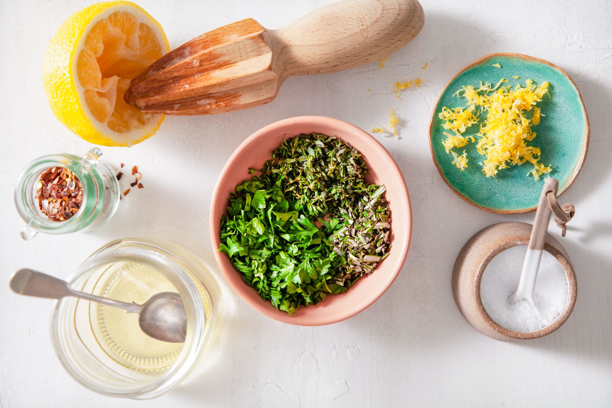 Mixing Ingredients for Air Fryer Cauliflower