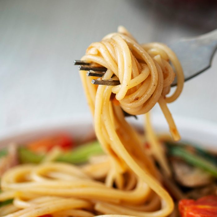 Homemade sausage and tomato spaghetti