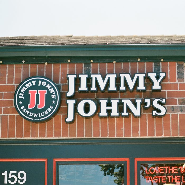 Facade with signage for the fast food restaurant Jimmy John's Sandwiches in San Ramon, California, June 28, 2017. (Photo by Smith Collection/Gado/Getty Images)