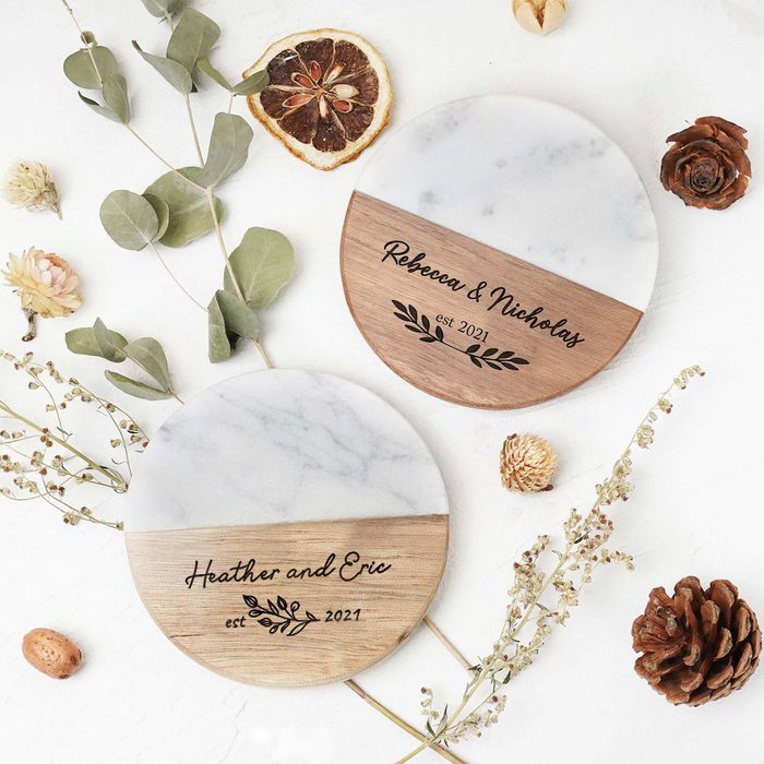 Engraved Marble Wood Coasters
