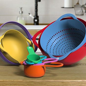 Vremi 13 Piece Mixing Bowl Set - Colorful Kitchen Bowls Colander Mesh Strainer with Handles Measuring Cups and Spoons - BPA Free Plastic Nesting Bowls with...