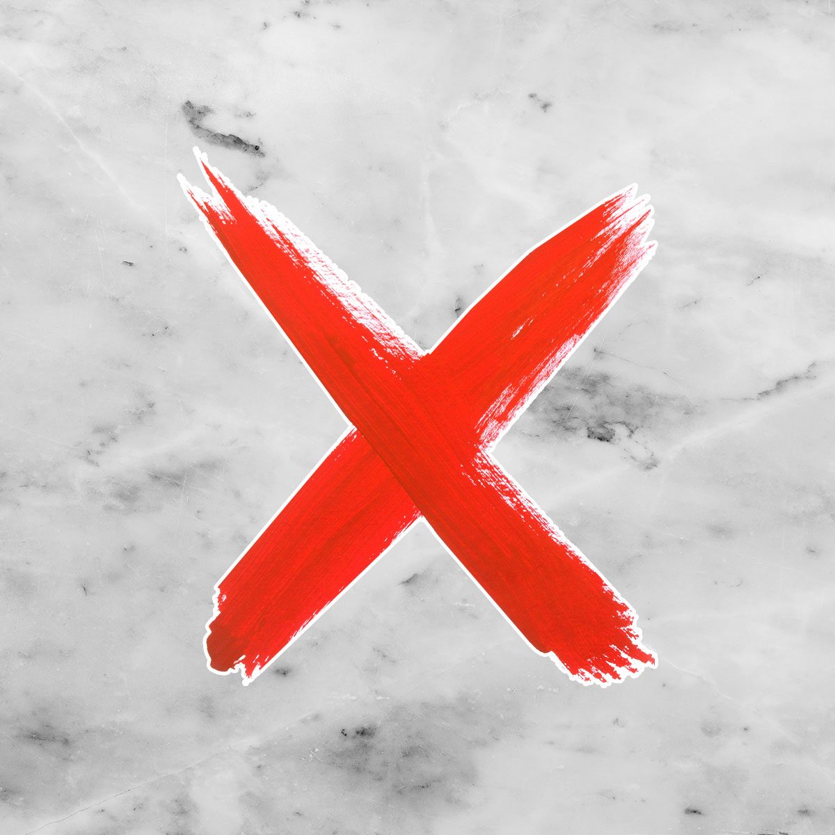 Marble with a red "x"