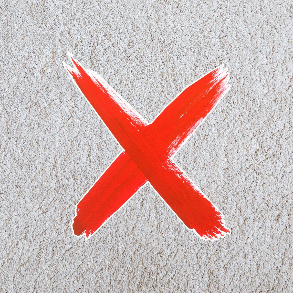 Carpet with a red "x" over it