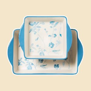2pc Stoneware Floral Bakeware