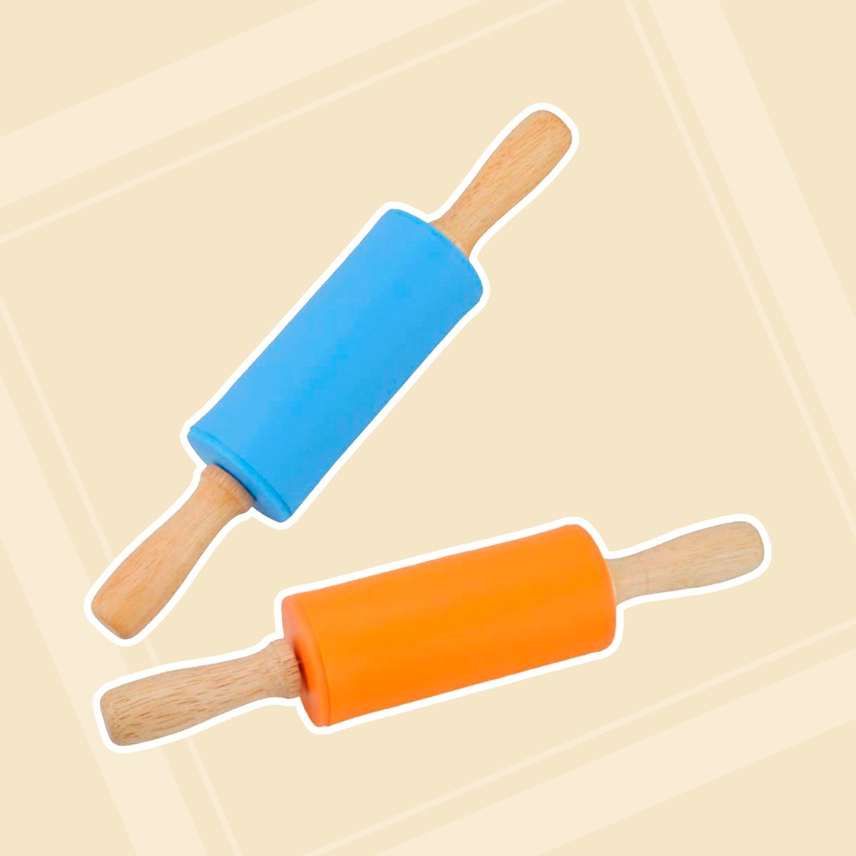  Mini Rolling Pin, 2 Pack Kids Size Wooden Handle Rolling Pin Non-Stick Silicone Rolling Pins for Home Kitchen Children Cake 9 Inch by Koogel