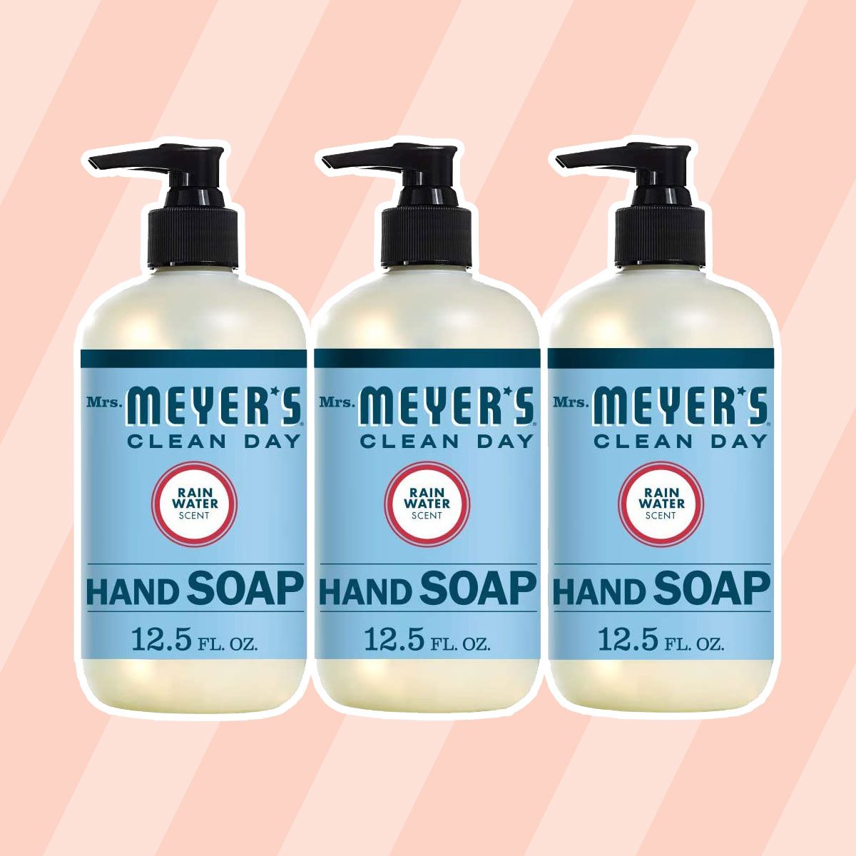 Mrs. Meyer's Clean Day Liquid Hand Soap, Cruelty Free and Biodegradable Formula, Rain Water Scent, 12.5 oz- Pack of 3