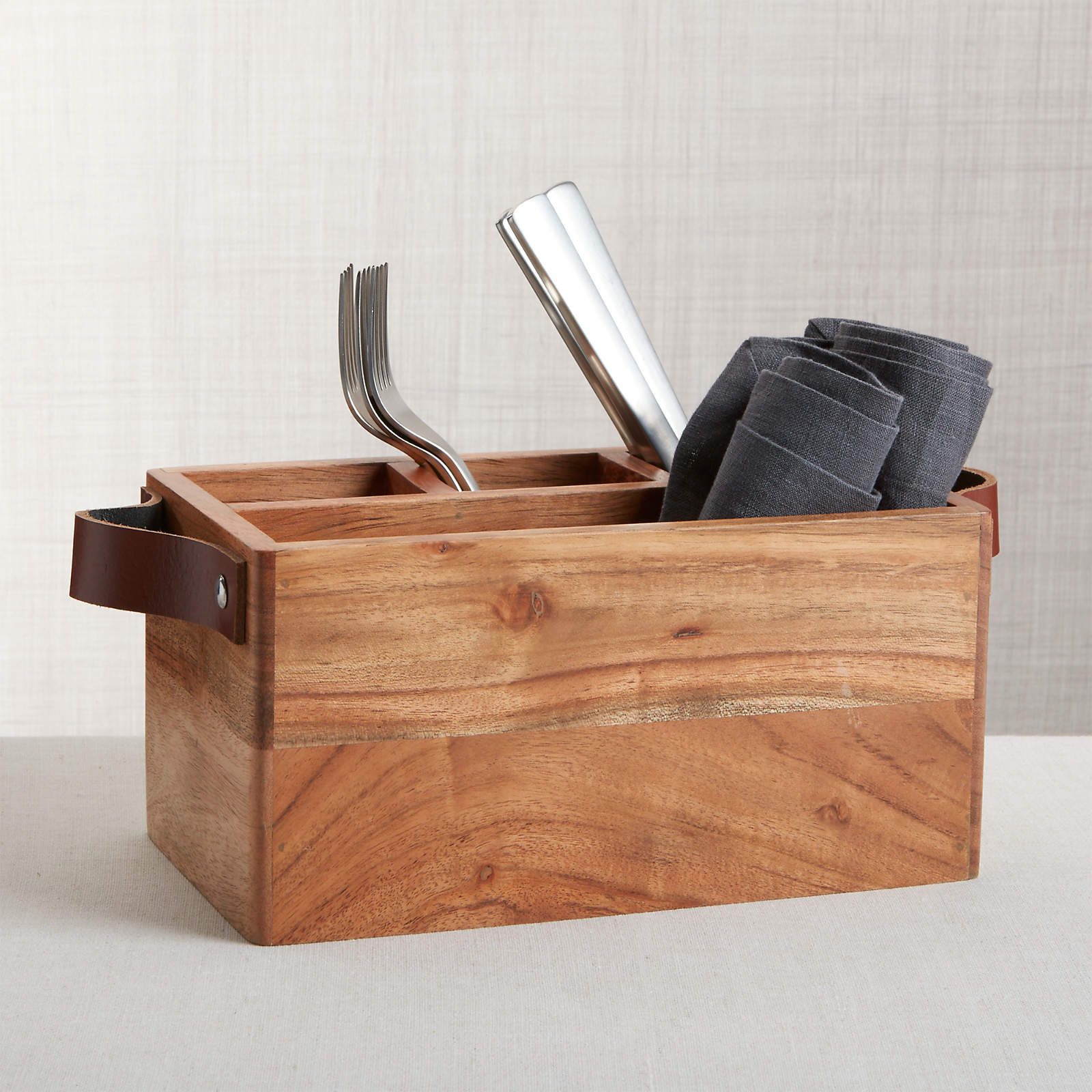 Carson Flatware Caddy With Leather Handles Ecomm Via Crateandbarrel.com