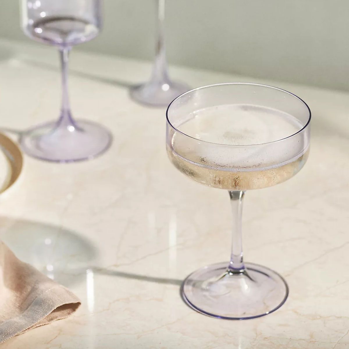 Lilac Coupe Glasses