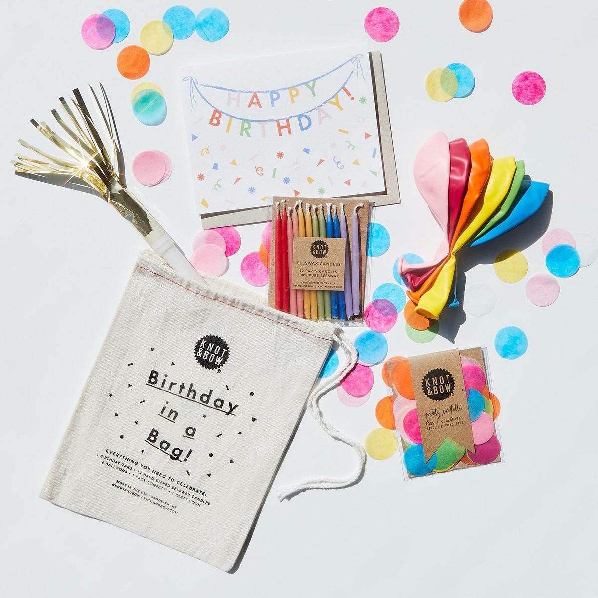 Birthday in a Bag | Confetti, Card, Balloons, Candles, and Party Horn