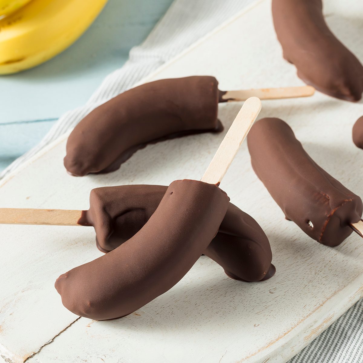 Homemade Frozen Chocolate Covered Bananas on a Stick